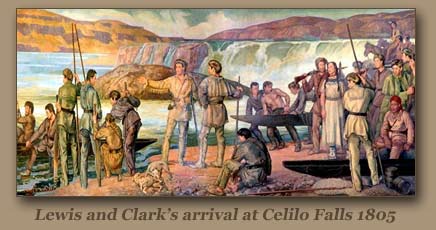 Lewis and Clark at Celilo Falls - 1805.