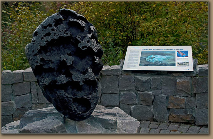 Willamette Meteorite interpretive trail at Fields Bridge park in West Linn, OR.